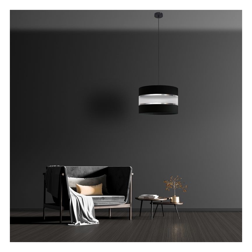 Lámpara colgante HELEN 1xE27/15W/230V diá. 35 cm negro/plata