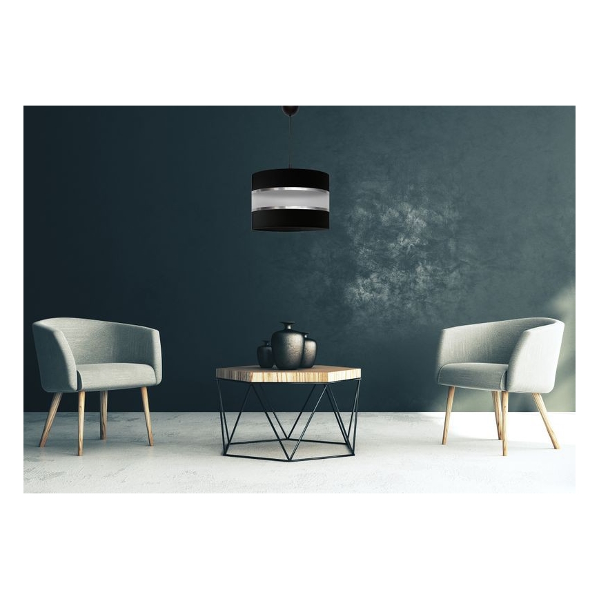 Lámpara colgante HELEN 1xE27/15W/230V diá. 35 cm negro/plata