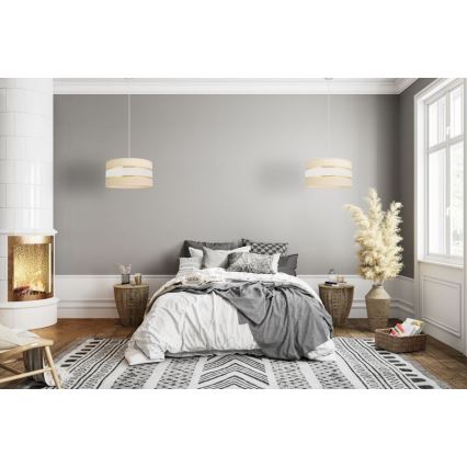 Lámpara colgante HELEN 1xE27/15W/230V diá. 40 cm color crema/dorado