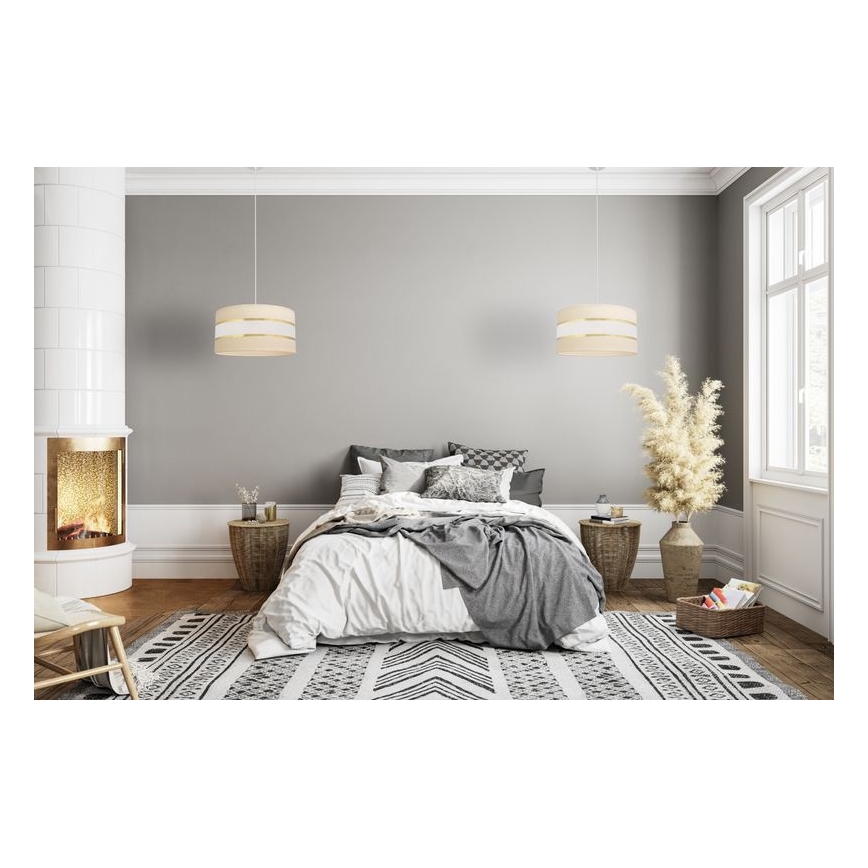Lámpara colgante HELEN 1xE27/15W/230V diá. 40 cm color crema/dorado