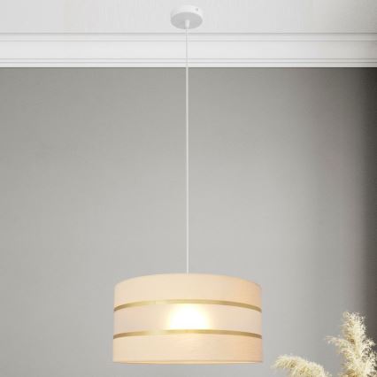 Lámpara colgante HELEN 1xE27/15W/230V diá. 40 cm color crema/dorado