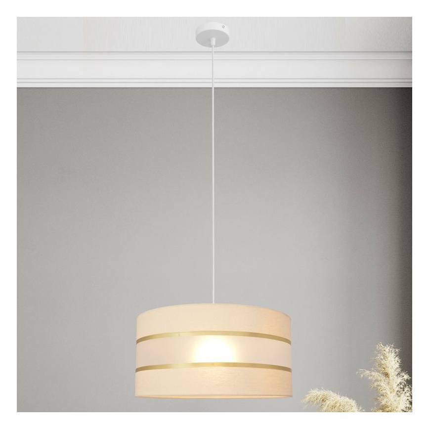 Lámpara colgante HELEN 1xE27/15W/230V diá. 40 cm color crema/dorado