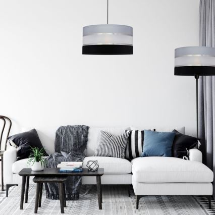 Lámpara colgante HELEN 1xE27/15W/230V diá. 40 cm negro/gris/plata