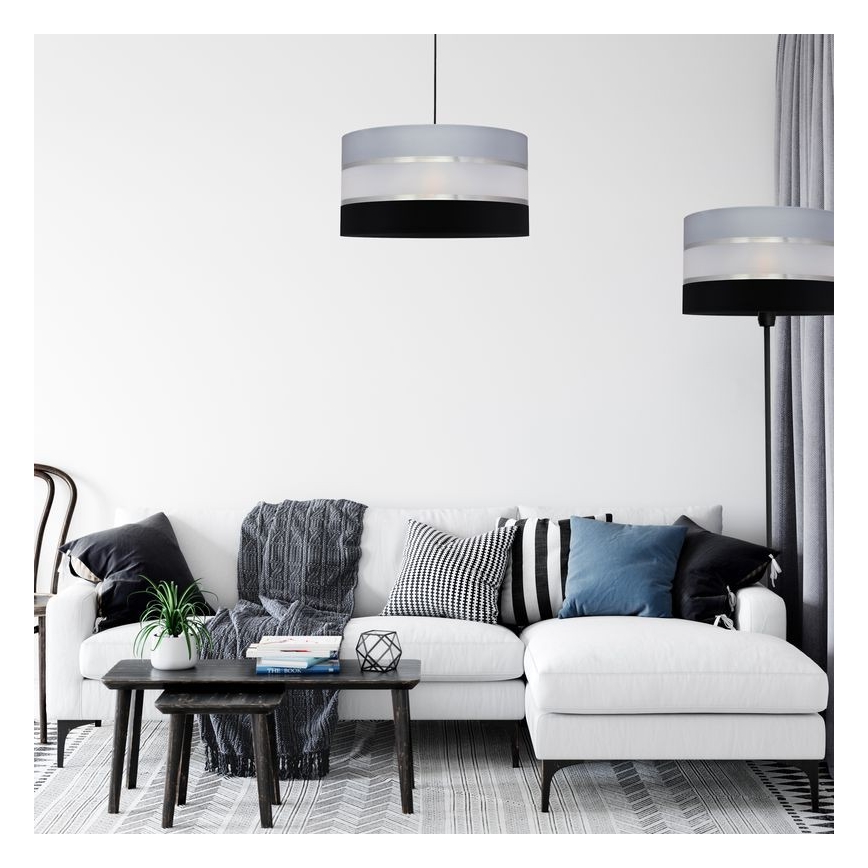 Lámpara colgante HELEN 1xE27/15W/230V diá. 40 cm negro/gris/plata