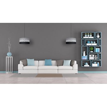 Lámpara colgante HELEN 1xE27/15W/230V diá. 40 cm negro/gris/plata