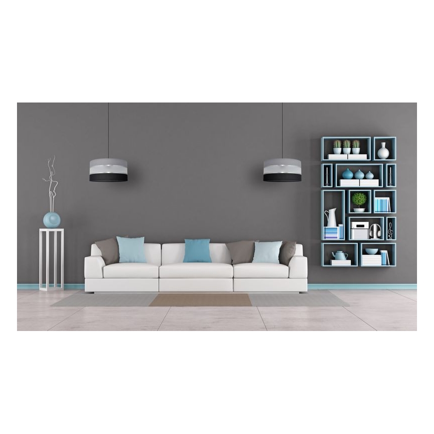 Lámpara colgante HELEN 1xE27/15W/230V diá. 40 cm negro/gris/plata