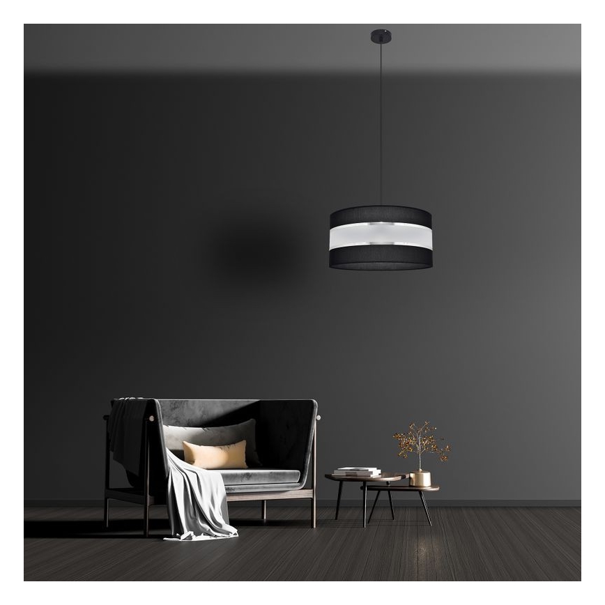 Lámpara colgante HELEN 1xE27/15W/230V diá. 40 cm negro/plata
