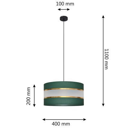 Lámpara colgante HELEN 1xE27/15W/230V diá. 40 cm verde/dorado