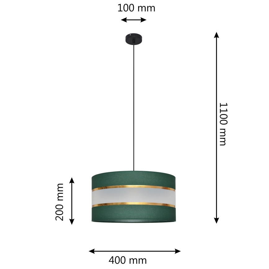 Lámpara colgante HELEN 1xE27/15W/230V diá. 40 cm verde/dorado