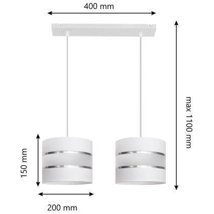 Lámpara colgante HELEN 2xE27/15W/230V blanco