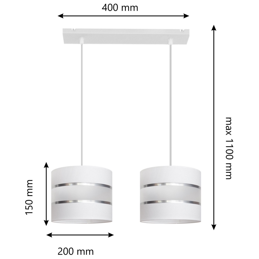 Lámpara colgante HELEN 2xE27/15W/230V blanco