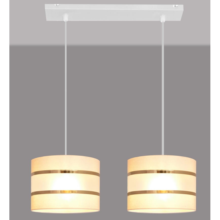 Lámpara colgante HELEN 2xE27/15W/230V crema