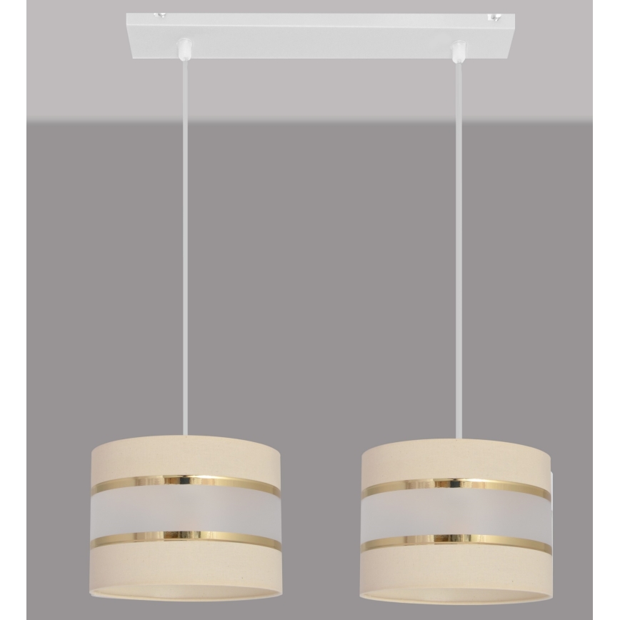 Lámpara colgante HELEN 2xE27/15W/230V crema