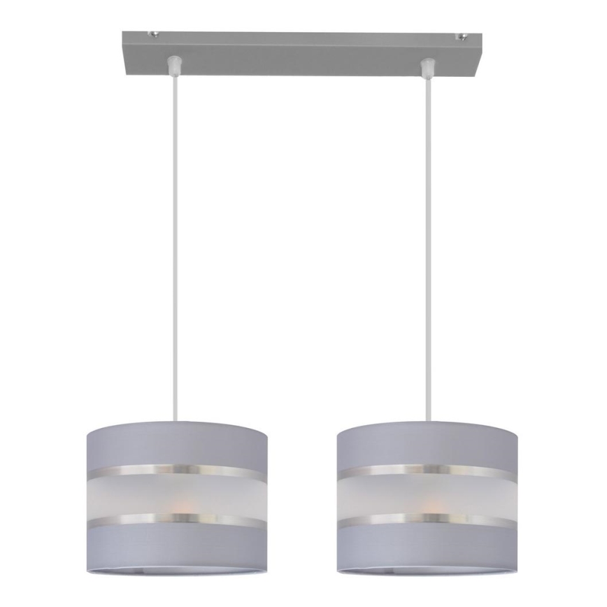 Lámpara colgante HELEN 2xE27/15W/230V gris/plata