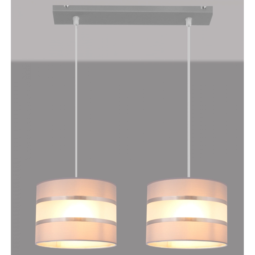 Lámpara colgante HELEN 2xE27/15W/230V gris/plata
