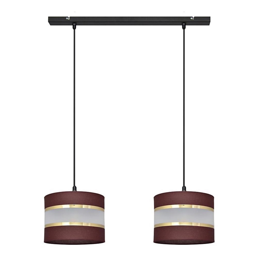 Lámpara colgante HELEN 2xE27/15W/230V marrón/negro/dorado