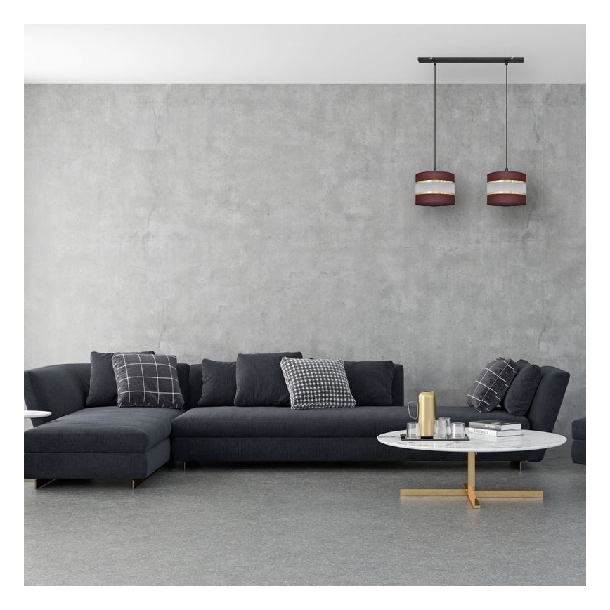 Lámpara colgante HELEN 2xE27/15W/230V marrón/negro/dorado