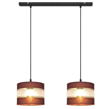 Lámpara colgante HELEN 2xE27/15W/230V marrón/negro/dorado