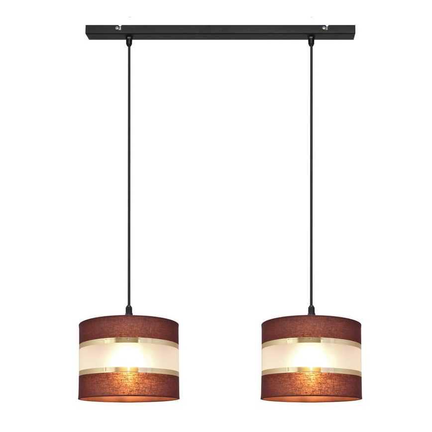 Lámpara colgante HELEN 2xE27/15W/230V marrón/negro/dorado
