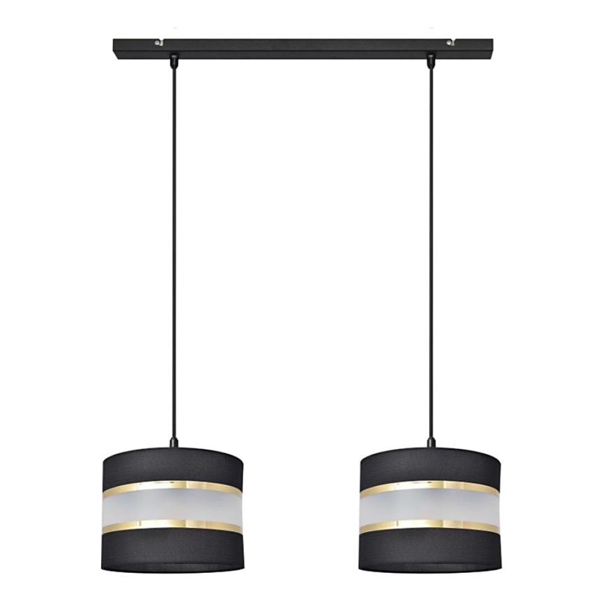 Lámpara colgante HELEN 2xE27/15W/230V negro/dorado