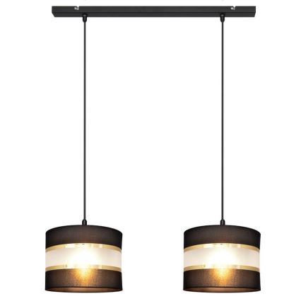 Lámpara colgante HELEN 2xE27/15W/230V negro/dorado