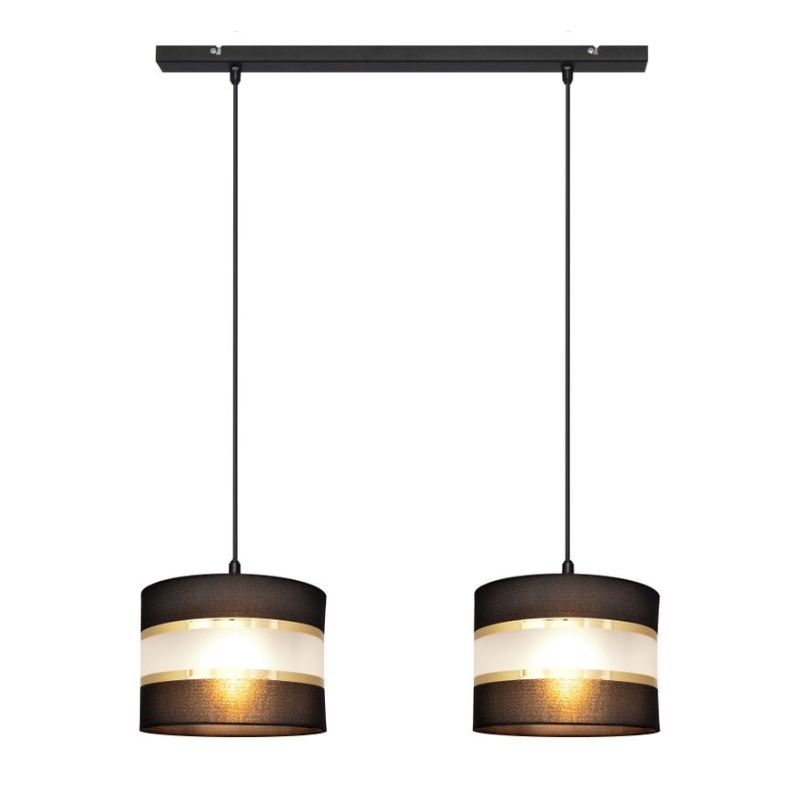 Lámpara colgante HELEN 2xE27/15W/230V negro/dorado