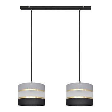 Lámpara colgante HELEN 2xE27/15W/230V negro/gris/dorado