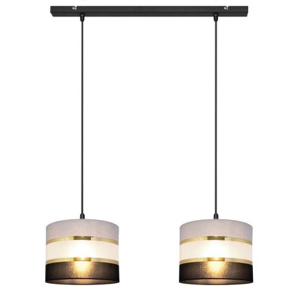 Lámpara colgante HELEN 2xE27/15W/230V negro/gris/dorado