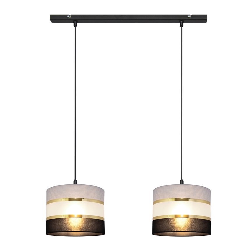 Lámpara colgante HELEN 2xE27/15W/230V negro/gris/dorado