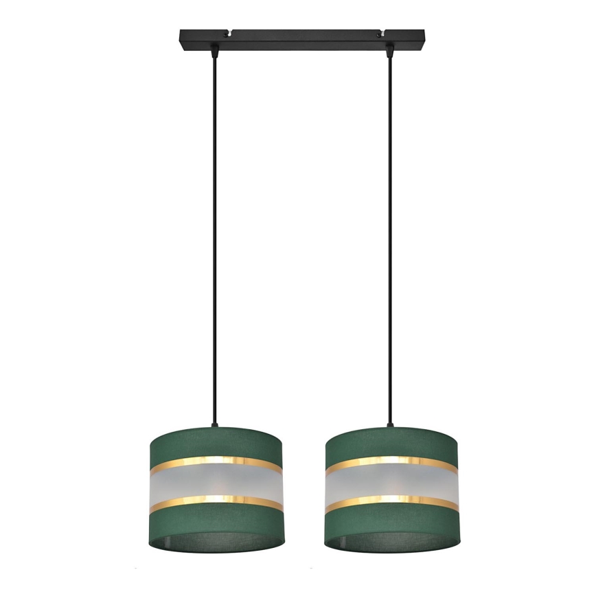 Lámpara colgante HELEN 2xE27/15W/230V verde/dorado