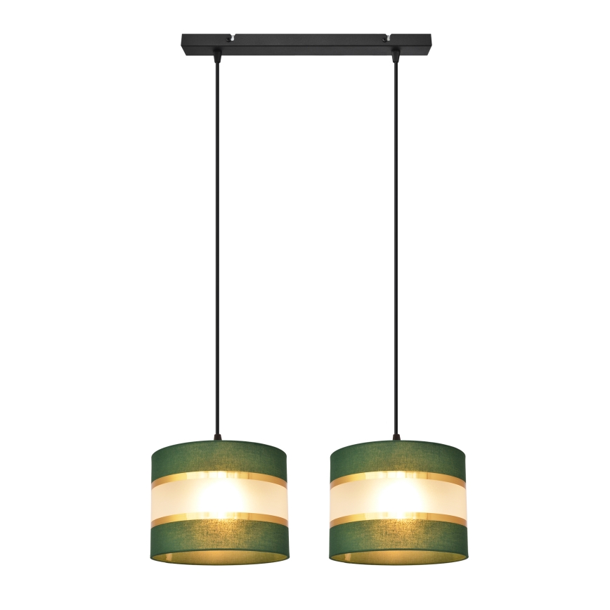 Lámpara colgante HELEN 2xE27/15W/230V verde/dorado