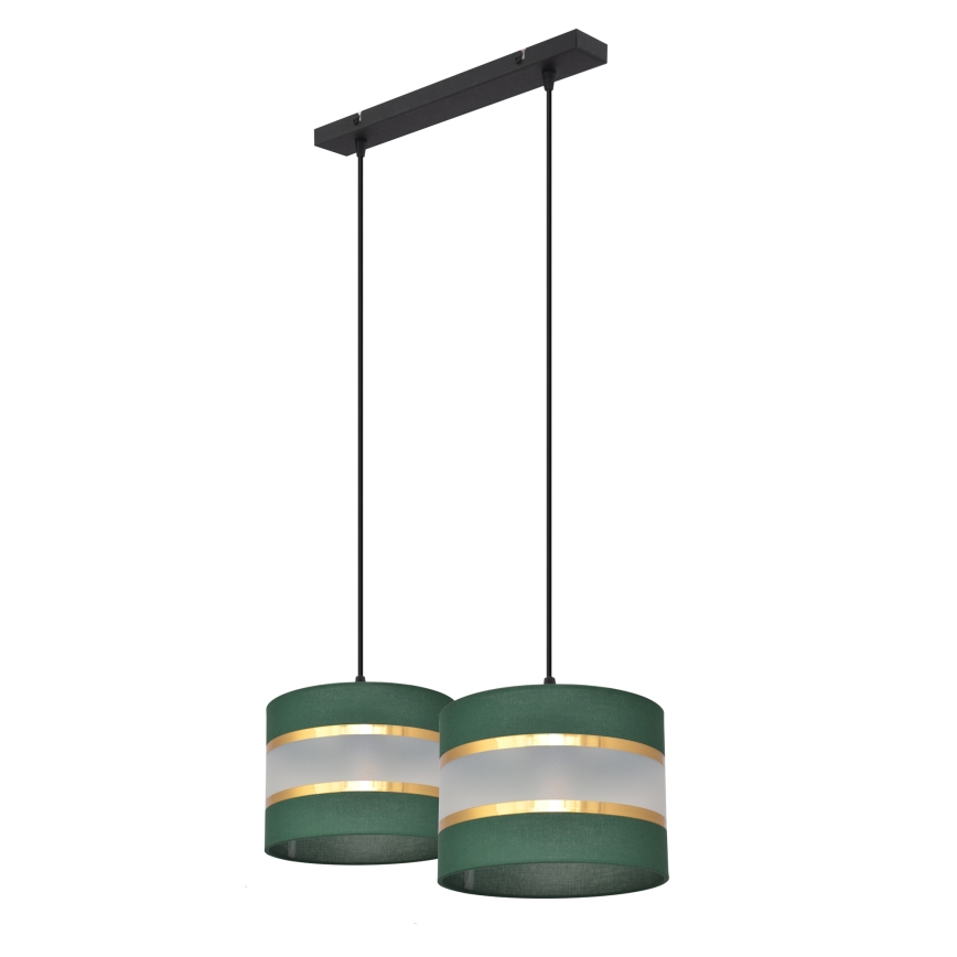 Lámpara colgante HELEN 2xE27/15W/230V verde/dorado