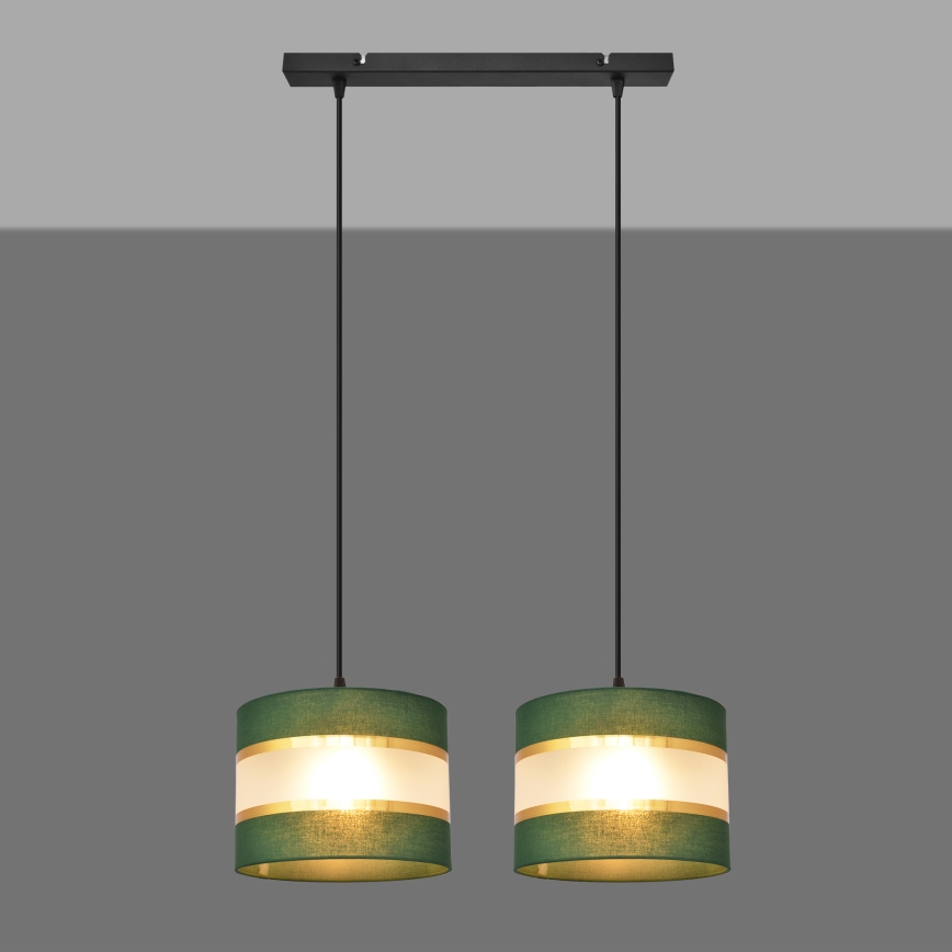 Lámpara colgante HELEN 2xE27/15W/230V verde/dorado