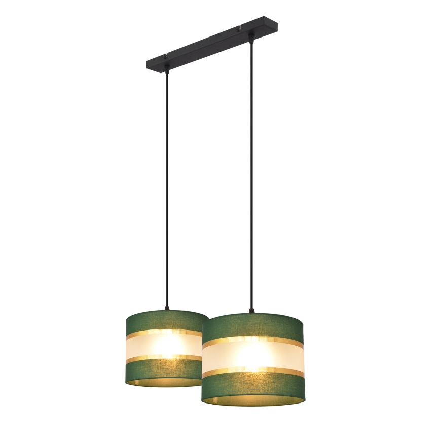 Lámpara colgante HELEN 2xE27/15W/230V verde/dorado