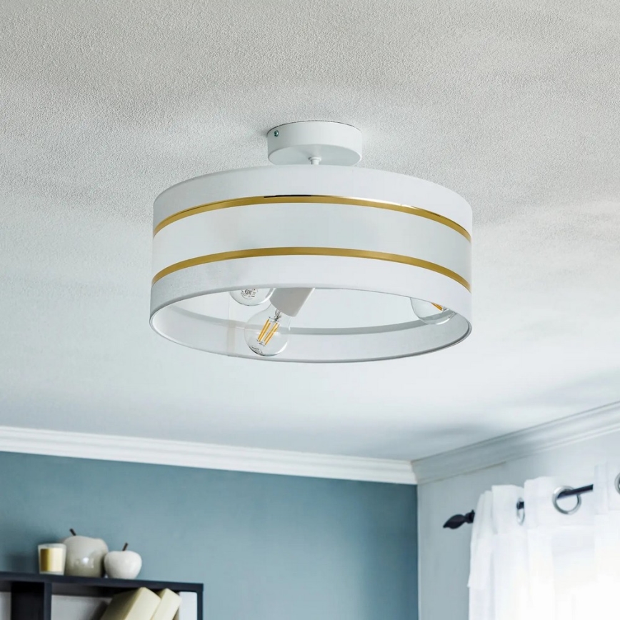Lámpara colgante HELEN 3xE27/15W/230V blanco/dorado