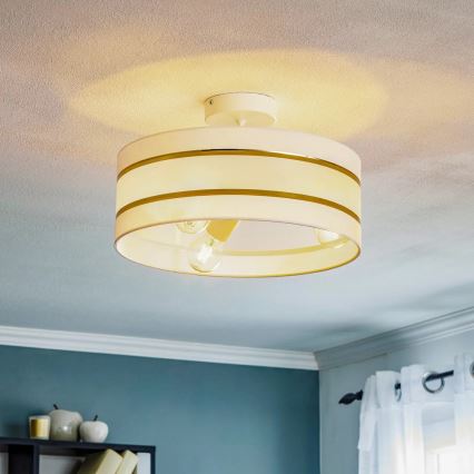 Lámpara colgante HELEN 3xE27/15W/230V blanco/dorado
