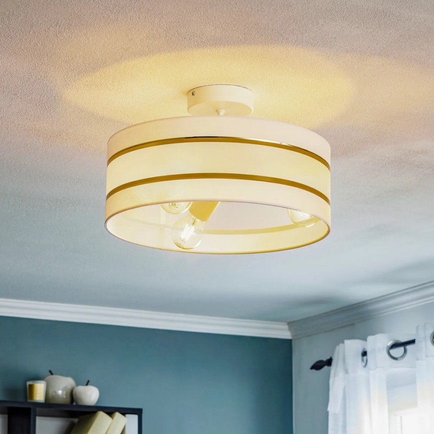 Lámpara colgante HELEN 3xE27/15W/230V blanco/dorado