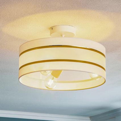 Lámpara colgante HELEN 3xE27/15W/230V blanco/dorado