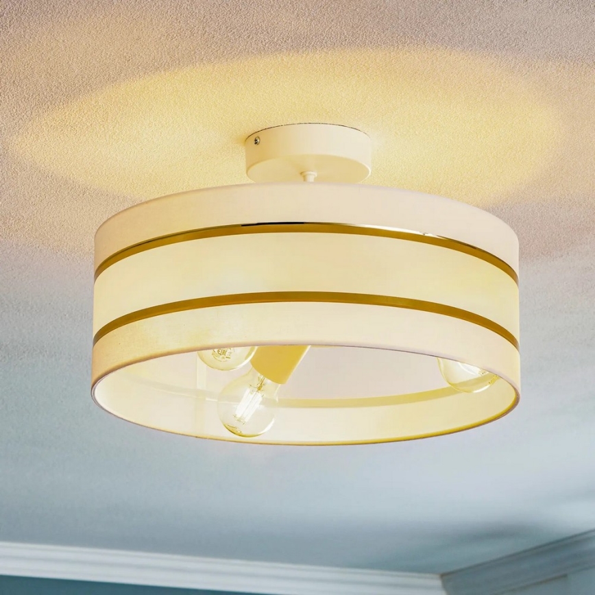 Lámpara colgante HELEN 3xE27/15W/230V blanco/dorado