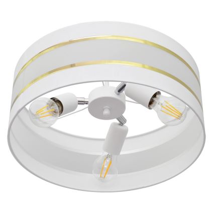 Lámpara colgante HELEN 3xE27/15W/230V blanco/dorado