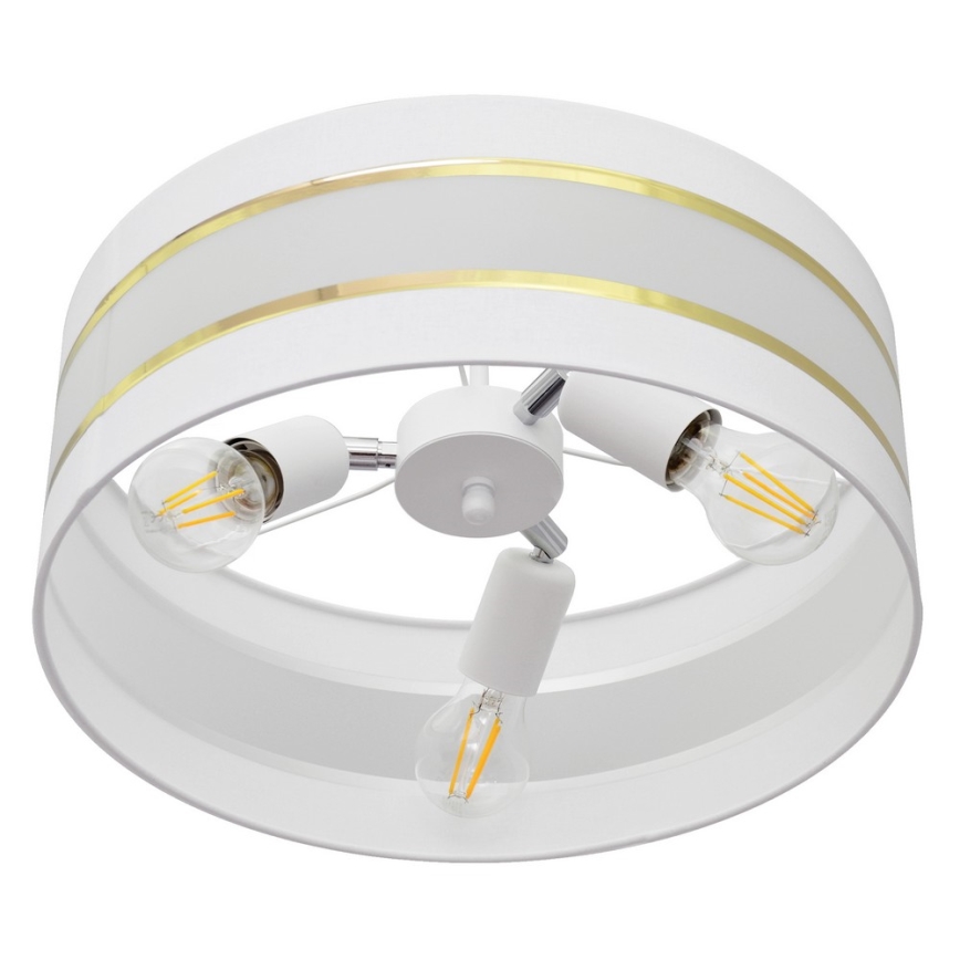 Lámpara colgante HELEN 3xE27/15W/230V blanco/dorado