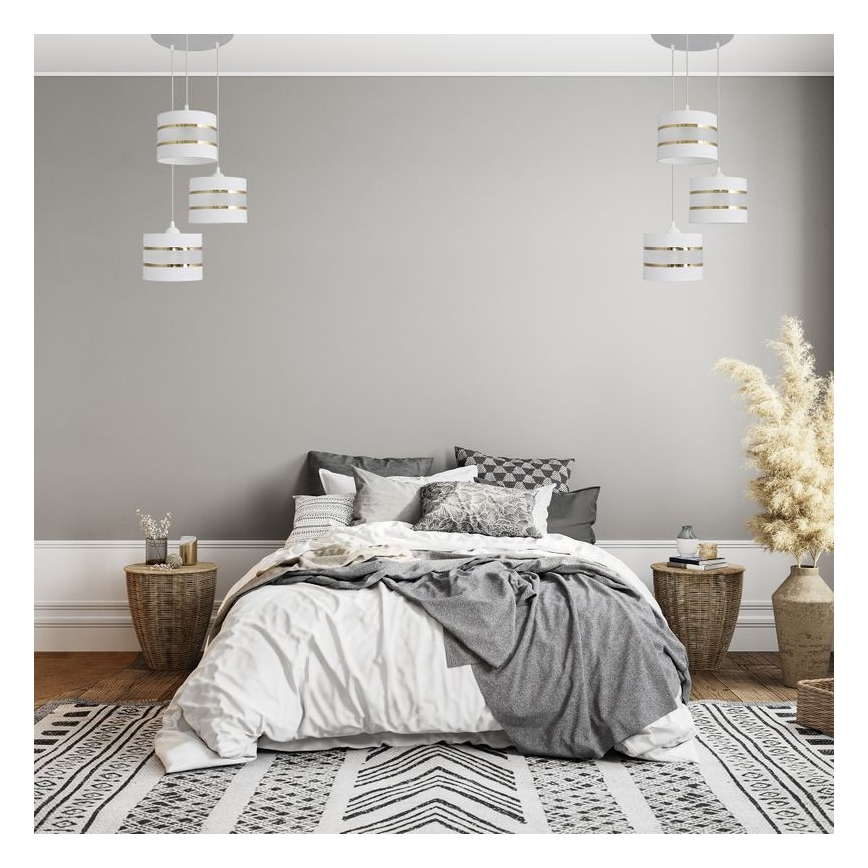 Lámpara colgante HELEN 3xE27/15W/230V blanco/dorado