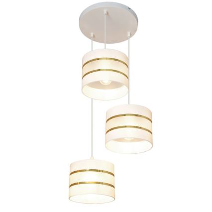 Lámpara colgante HELEN 3xE27/15W/230V blanco/dorado