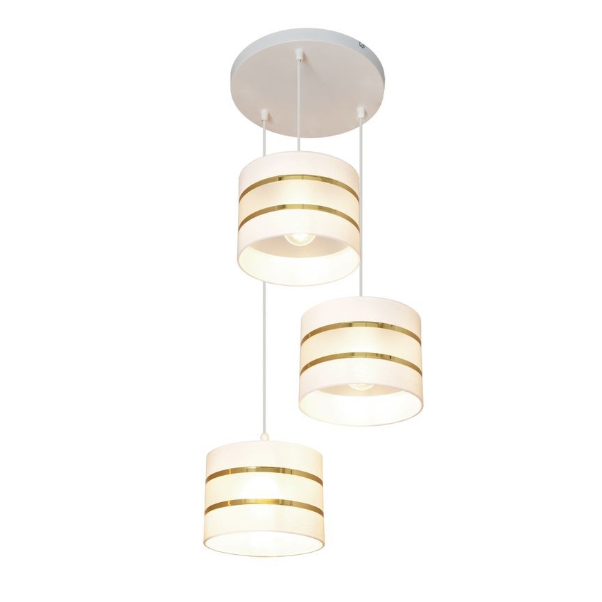 Lámpara colgante HELEN 3xE27/15W/230V blanco/dorado