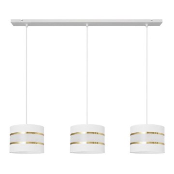 Lámpara colgante HELEN 3xE27/15W/230V blanco/dorado