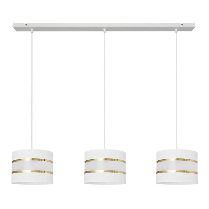 Lámpara colgante HELEN 3xE27/15W/230V blanco/dorado