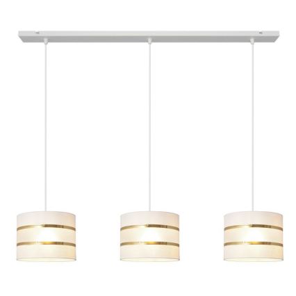 Lámpara colgante HELEN 3xE27/15W/230V blanco/dorado