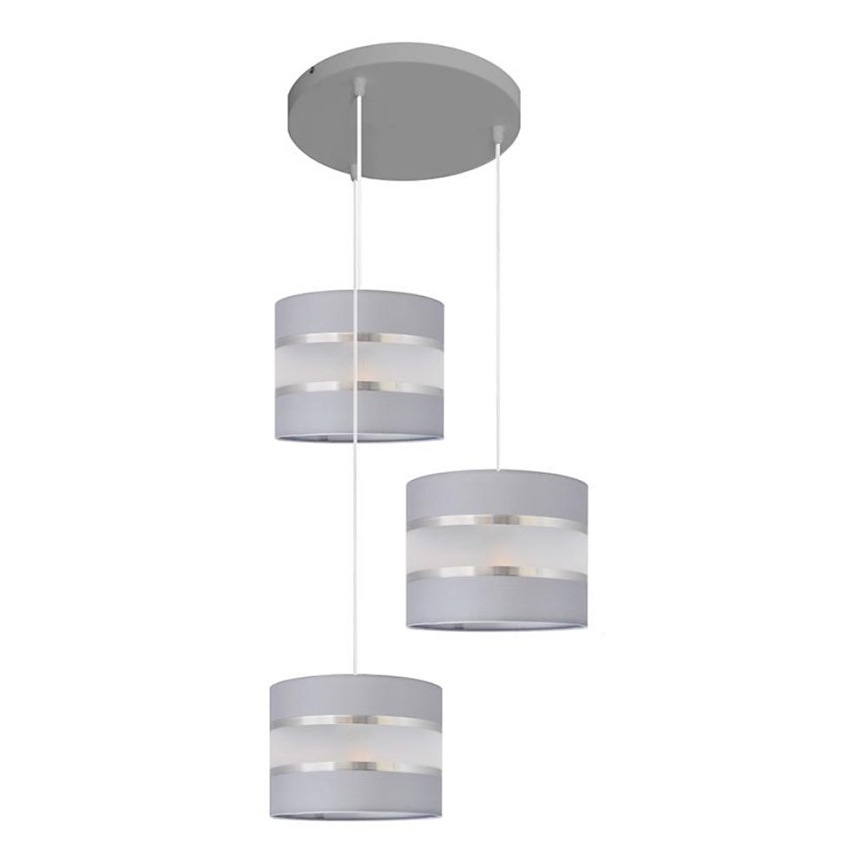 Lámpara colgante HELEN 3xE27/15W/230V gris/plata