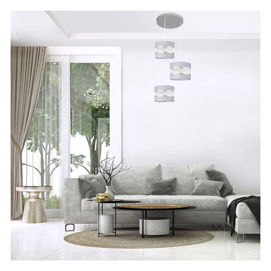 Lámpara colgante HELEN 3xE27/15W/230V gris/plata