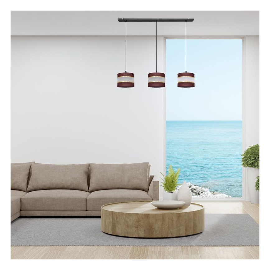 Lámpara colgante HELEN 3xE27/15W/230V marrón/negro/dorado